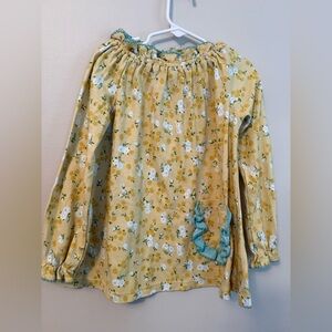 Eyelet & Ivy Floral Yellow Kids Top with Blue Accents